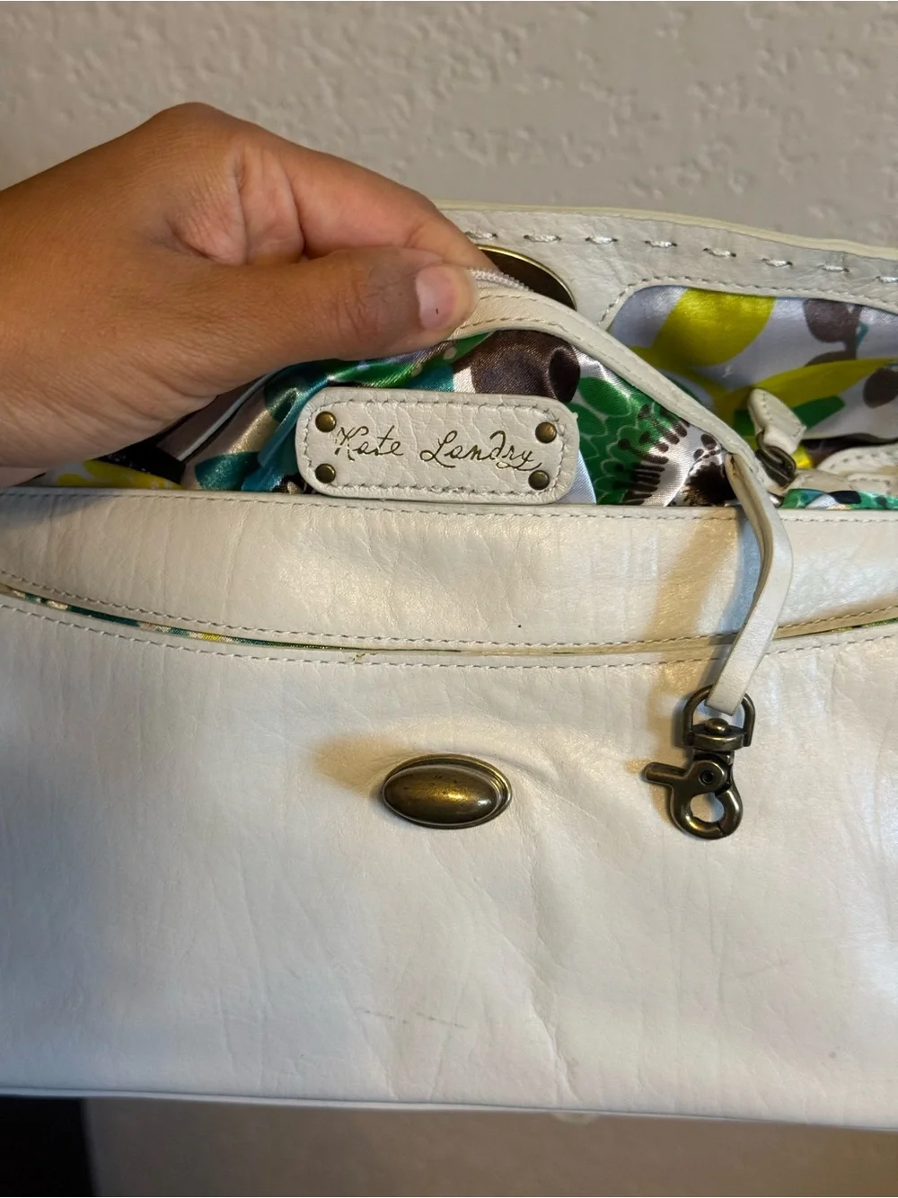 Kate Landry | Y2K Vintage White Shoulder Bag - genuine leather